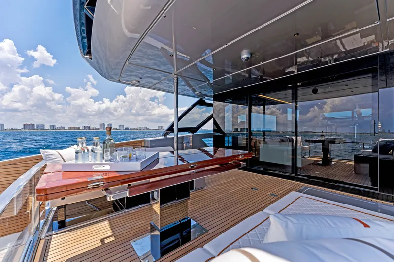 Slide: The Image of Luxury yacht Riva 82' Diva 2027 with stylish deck and ocean view. - 36