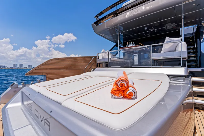 Slide: The Image of Luxury yacht Riva 82' Diva 2027 with towels on deck. - 37