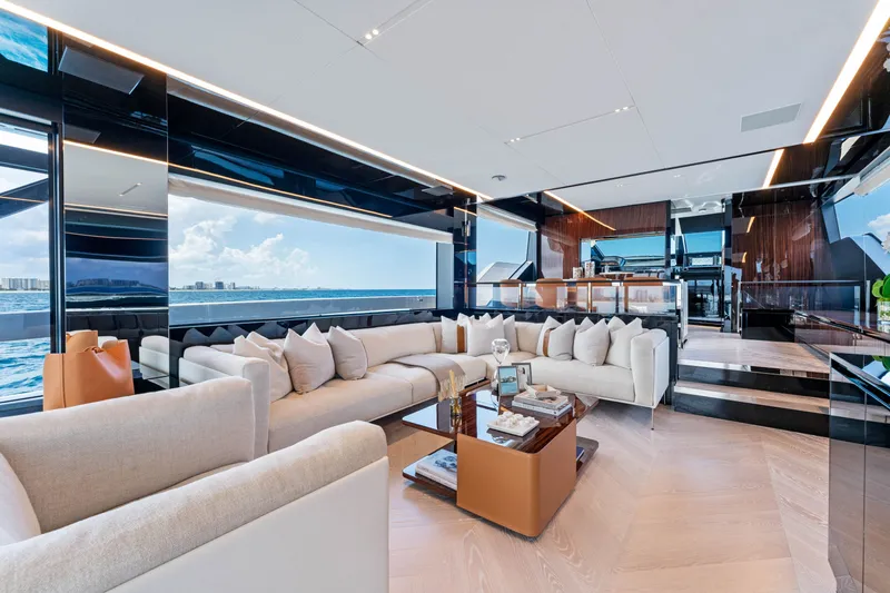 Slide: The Image of Luxurious interior of Riva 82' Diva yacht, model year 2027. - 45