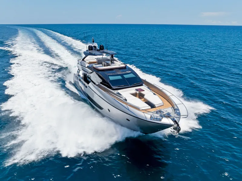 Slide: The Image of Luxury yacht Riva 82' Diva 2027 cruising on open sea. - 6