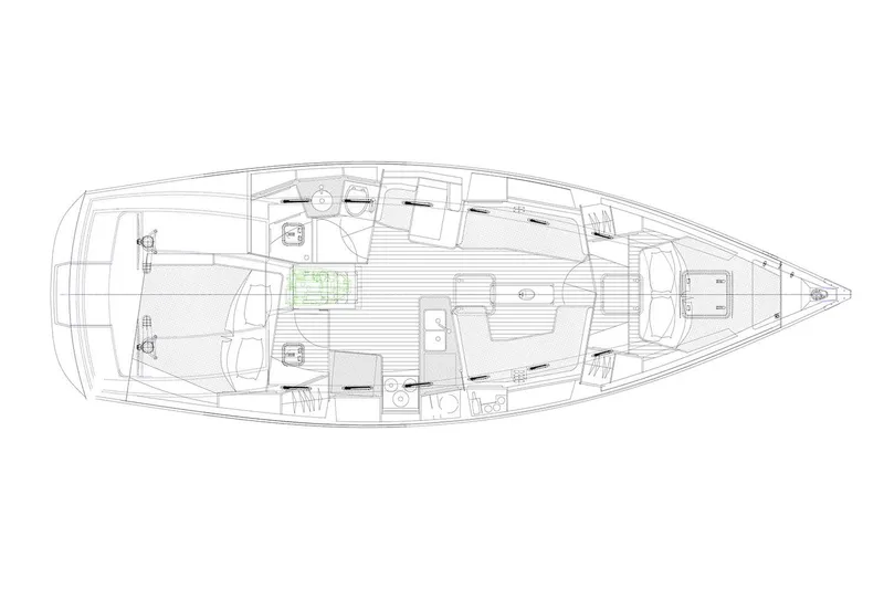 Slide: The Image of Manufacturer Provided Image: Floor plan of a 2026 Tartan 395 sailboat, showcasing interior layout and cabin design. - 13