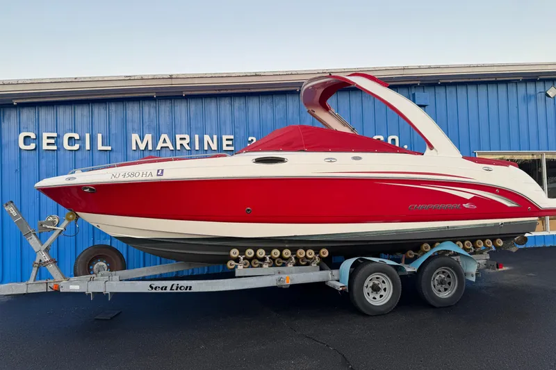 Slide: The Image of 2007 Chaparral 256 SSi boat on trailer at Cecil Marine dealership. - 2