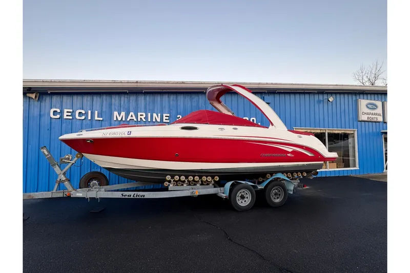 Slide: The Image of 2007 Chaparral 256 SSi boat on trailer at Cecil Marine dealership. - 3