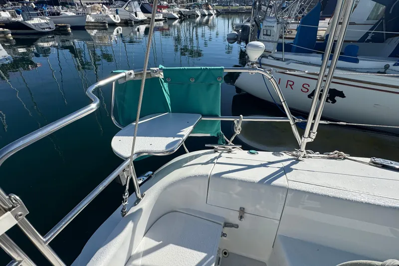 Slide: The Image of Sailboat stern view of 1997 Catalina 36 MkII docked in marina. - 13