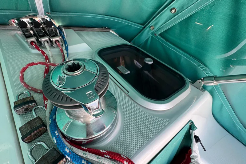 Slide: The Image of Winch and ropes on a 1997 Catalina 36 MkII sailboat deck. - 20