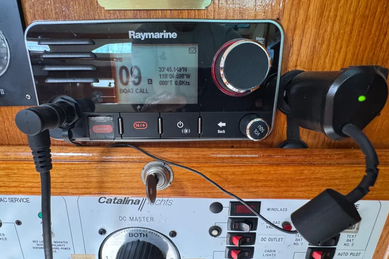 Slide: The Image of Raymarine navigation system on 1997 Catalina 36 MkII yacht control panel. - 35