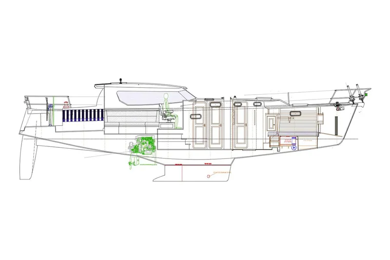 Slide: The Image of Manufacturer Provided Image: Side view blueprint of 2026 Tartan 455 yacht design. - 13