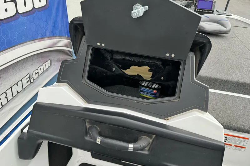 Slide: The Image of Open storage compartment on a 2022 Nitro Z20 Pro boat, showcasing interior space. - 14