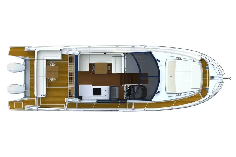 Slide: The Image of Manufacturer Provided Image: Top view of 2025 Beneteau Antares 12 Fly yacht, showcasing deck layout and design. - 13