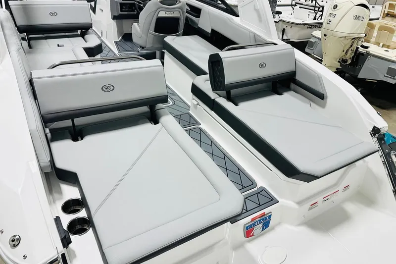 Slide: The Image of 2026 Cobalt R6 Outboard boat interior with sleek seating and modern design. - 12