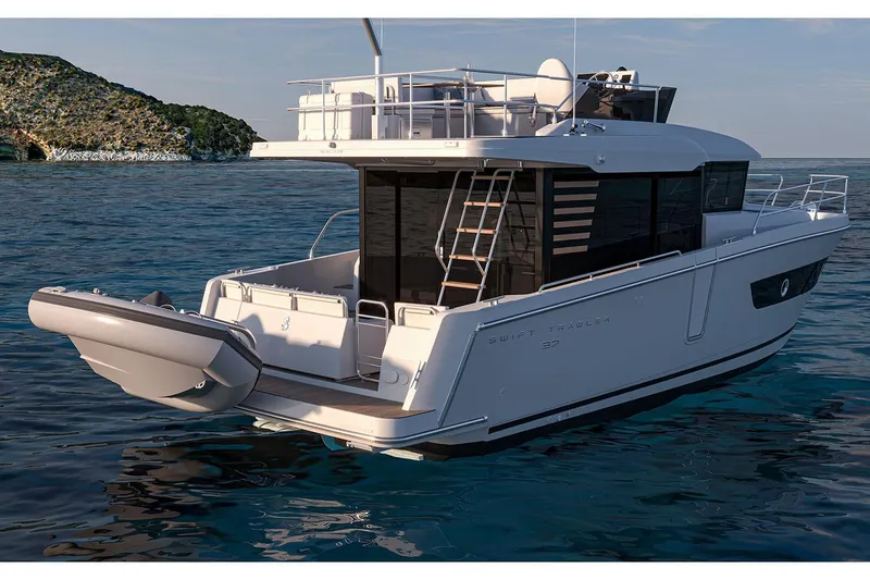 Slide: The Image of Manufacturer Provided Image: 2026 Beneteau Swift Trawler 37 Fly on serene ocean waters. - 2