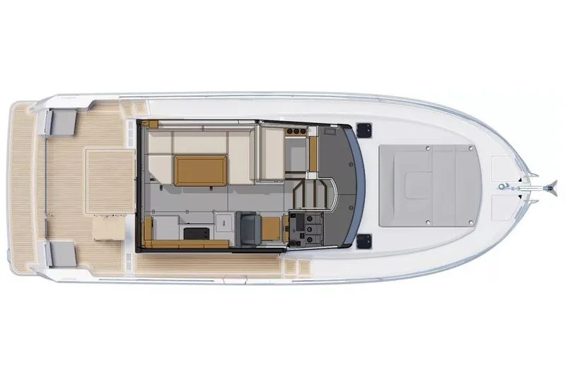 Slide: The Image of Manufacturer Provided Image: Top view of 2026 Beneteau Swift Trawler 37 Fly, showcasing deck layout and interior design. - 8