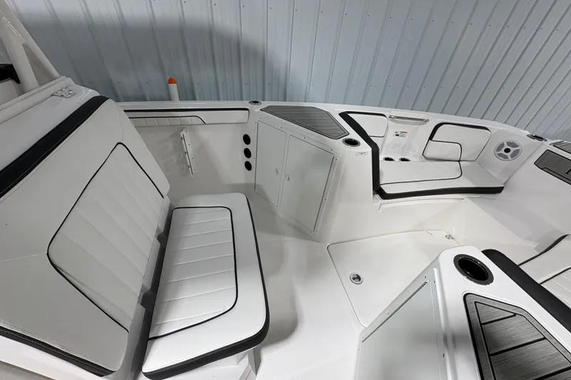 Slide: The Image of Engine of 2023 Yamaha Boats 222 FSH Sport, showcasing high output components and wiring. - 97