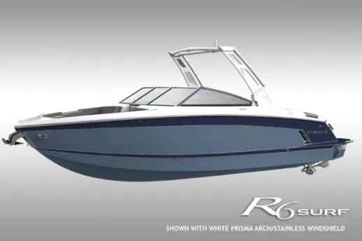 Slide: The Image of 2023 Cobalt R6 Surf boat with white Prisma arch. - 14