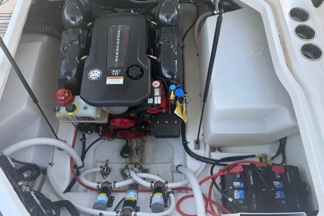 Slide: The Image of Engine compartment of 2023 Cobalt R6 Surf boat with Volvo Penta engine. - 21
