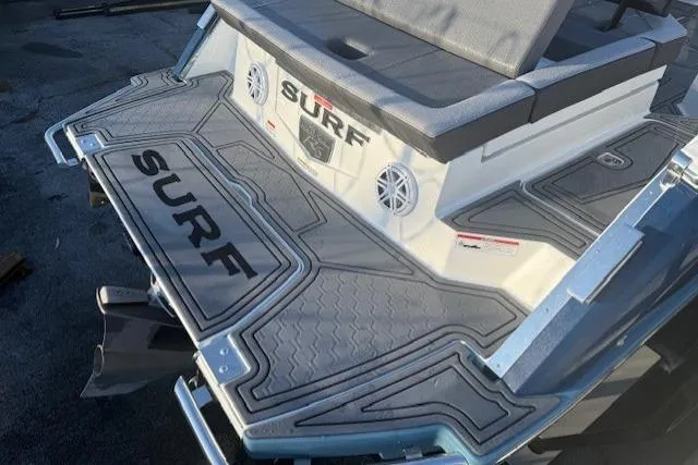 Slide: The Image of 2023 Cobalt R6 Surf boat with custom deck and seating. - 24