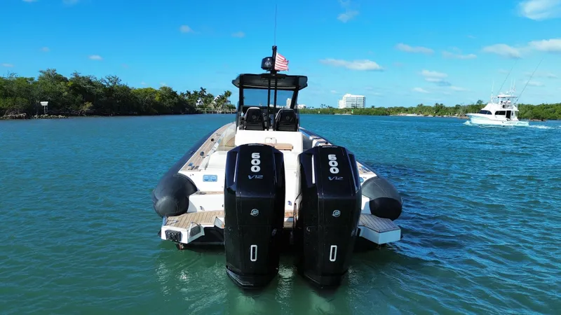 Slide: The Image of Technohull 47 Omega 2023 with twin 600 HP engines on the water. - 3