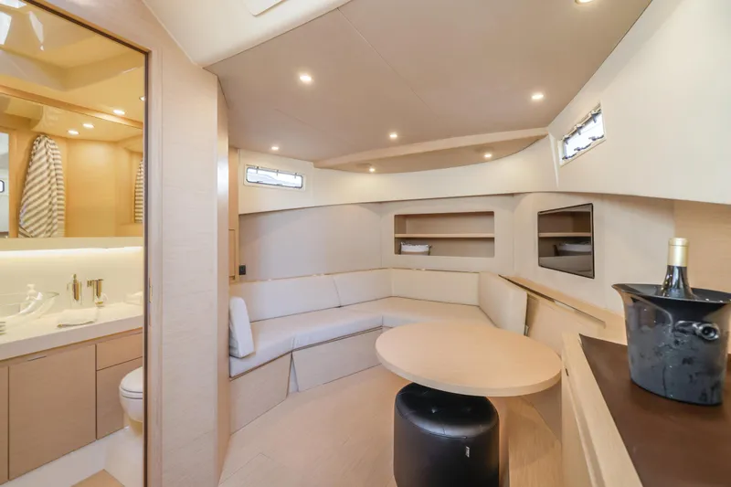 Slide: The Image of Luxurious interior of 2022 Solaris Power yacht with modern seating and elegant decor. - 15
