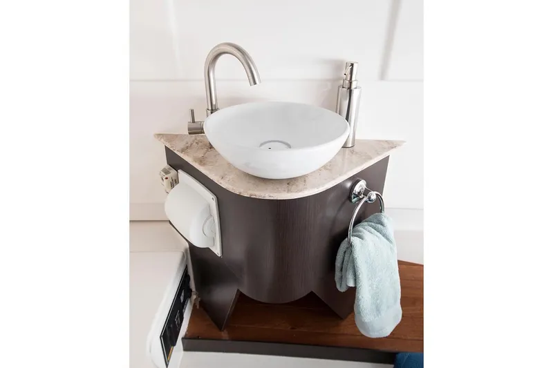 Slide: The Image of Manufacturer Provided Image: Modern bathroom sink in 2021 Pursuit S 328 Sport boat. - 26