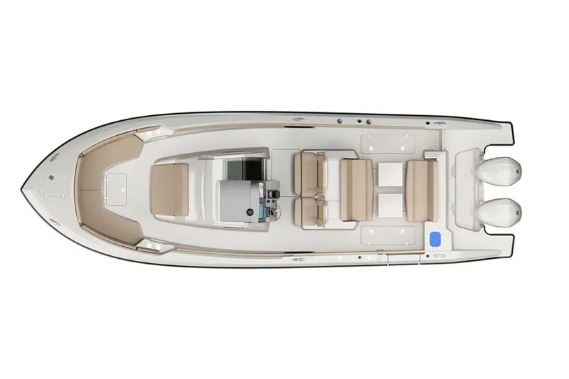 Slide: The Image of Manufacturer Provided Image: 2021 Pursuit S 328 Sport boat, top view, showcasing seating and dual engines. - 27