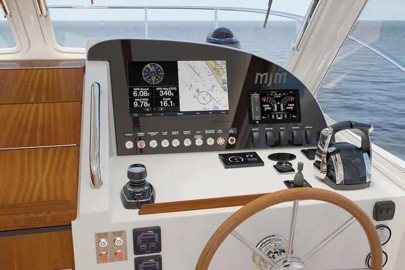Slide: The Image of 2027 MJM 38 R yacht helm with advanced navigation and control systems. - 6