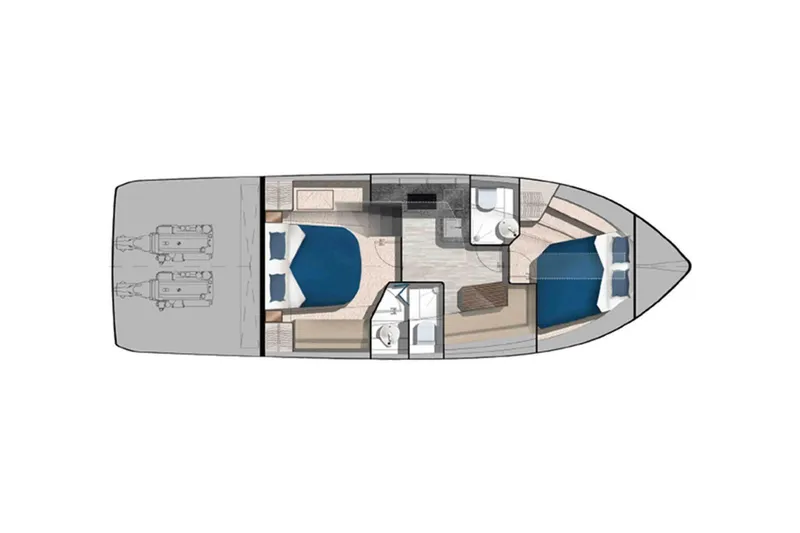 Slide: The Image of Luxurious interior of 2023 Galeon 425 HTS yacht with modern seating and cityscape view. - 20