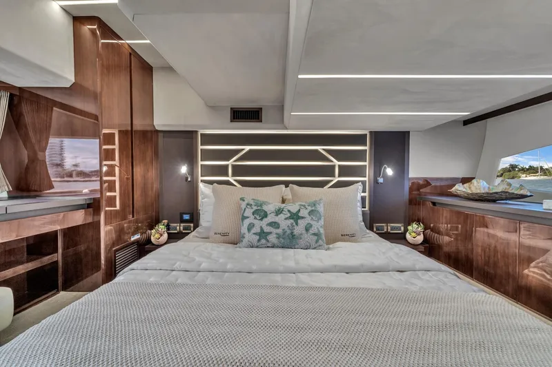 Slide: The Image of Luxurious interior of 2023 Galeon 425 HTS yacht with elegant bedroom design. - 35