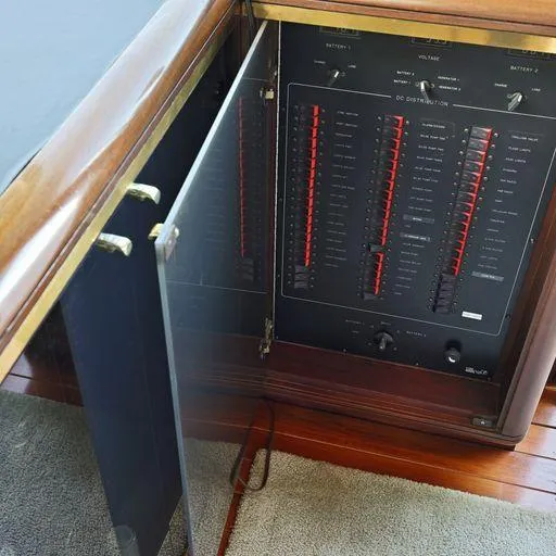 Slide: The Image of Electrical panel of a 1991 Vic Franck 65 Pilot House yacht. - 47