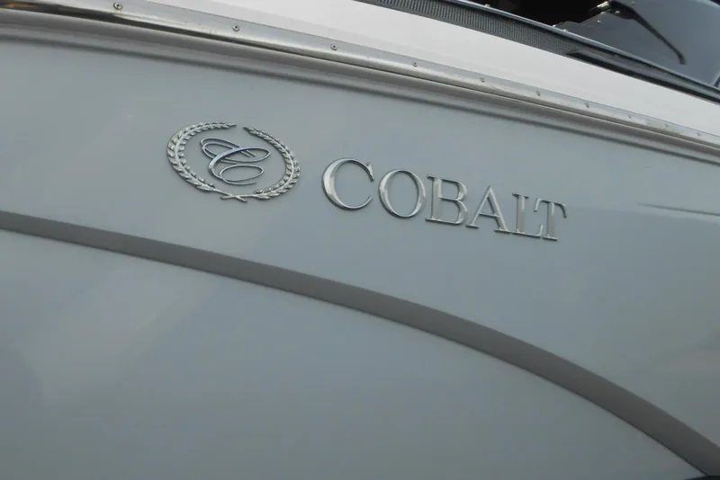 Slide: The Image of 2020 Cobalt A36BR boat with logo on the side. - 16