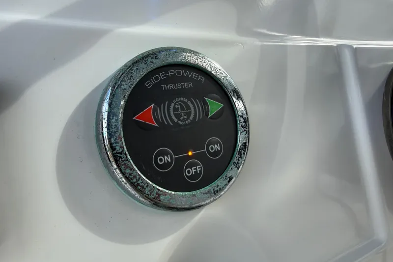 Slide: The Image of Side-Power thruster control on 2018 HCB 39 Speciale boat dashboard. - 26
