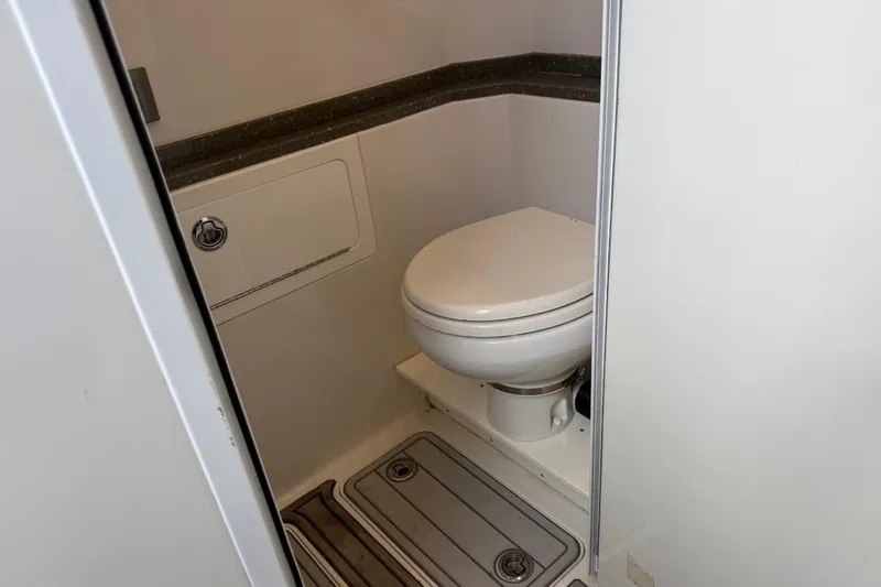 Slide: The Image of Compact marine toilet in 2018 HCB 39 Speciale boat bathroom. - 30