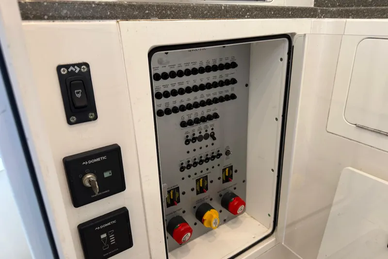 Slide: The Image of Electrical control panel on a 2018 HCB 39 Speciale boat. - 31