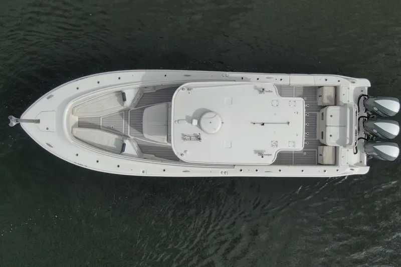 Slide: The Image of Overhead view of 2018 HCB 39 Speciale boat on water. - 36