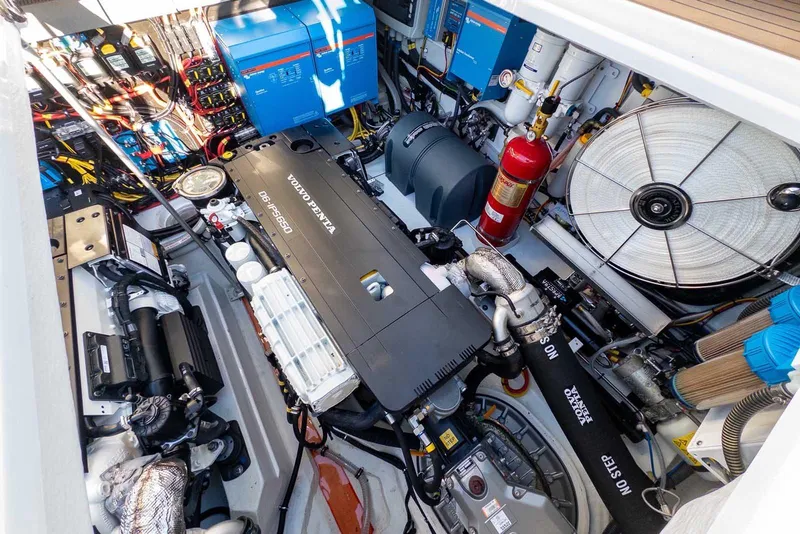 Slide: The Image of Engine room of 2025 Targa 46 boat with Volvo Penta engine and advanced equipment. - 35