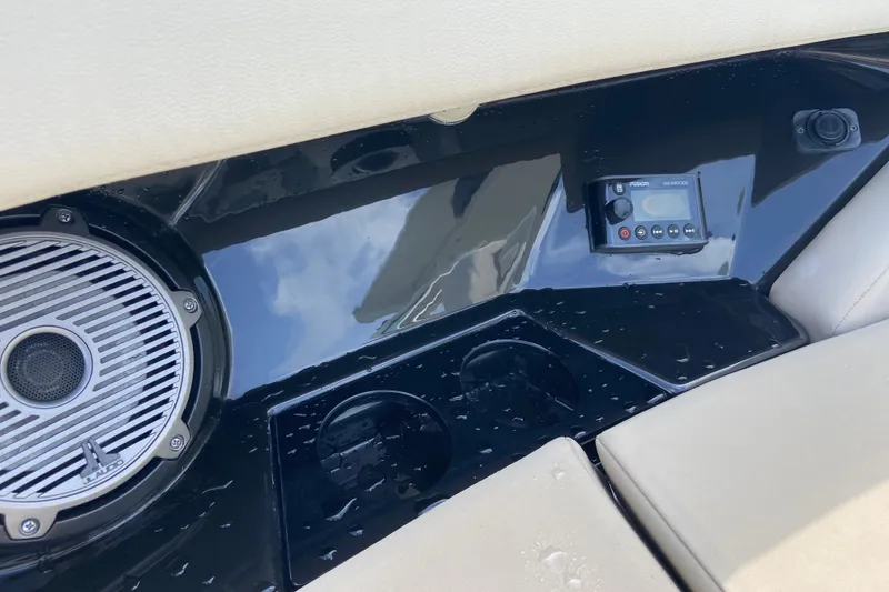 Slide: The Image of Interior of 2021 Boston Whaler 280 Vantage with speaker and control panel. - 20