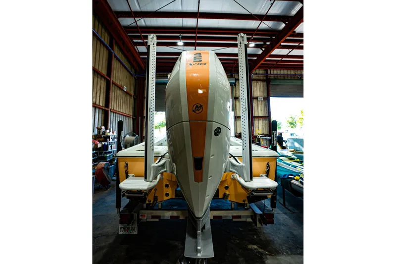 Slide: The Image of Close-up of Broadwater Boatworks 25 Bay Cat 2026 seat. - 13