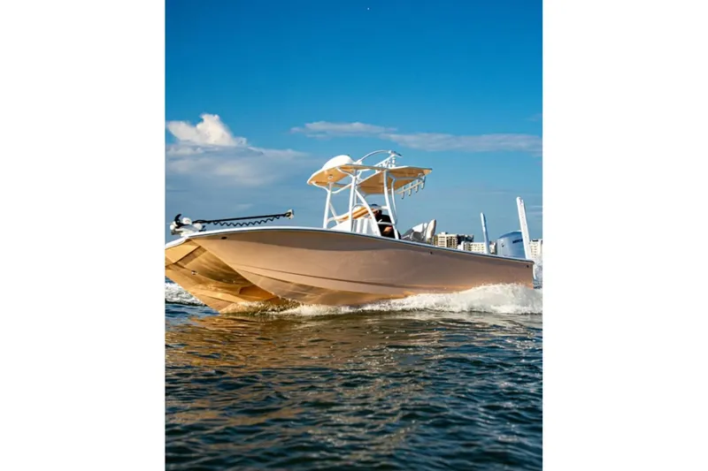 Slide: The Image of 2026 Broadwater Boatworks 25 Bay Cat on the water. - 16
