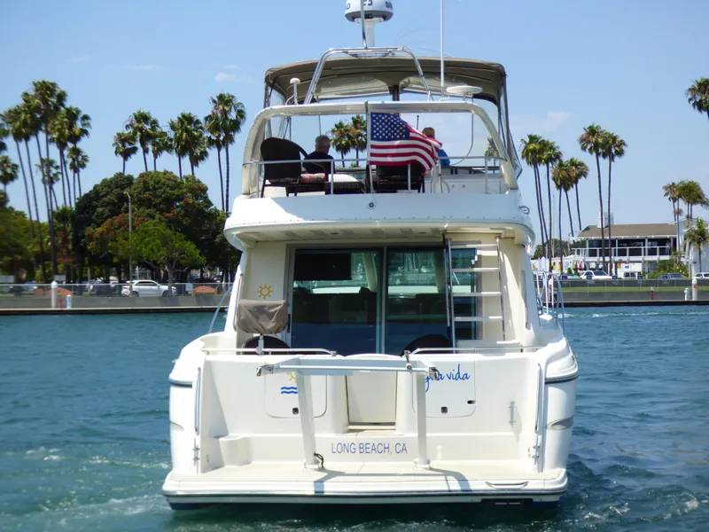 Slide: The Image of 1997 Maxum 4600 SCB yacht cruising in Long Beach, California waters. - 4