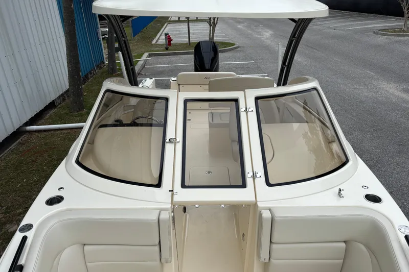 Slide: The Image of 2026 Scout 240 Dorado boat with sleek design and spacious seating. - 42