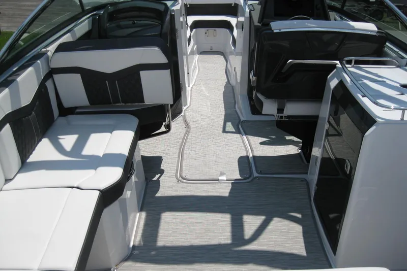 Slide: The Image of 2025 Monterey 278SS Super Sport boat interior with sleek seating and modern design. - 7