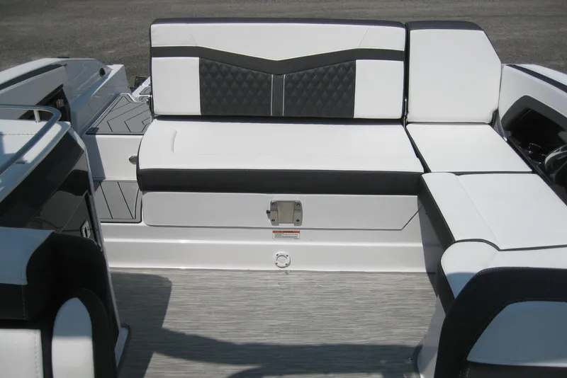 Slide: The Image of 2025 Monterey 278SS Super Sport boat interior with sleek seating and modern design. - 8