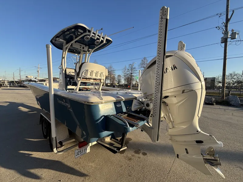 Slide: The Image of 2024 Tidewater Custom 22 Excursion CC with Yamaha engine, on a trailer. - 3