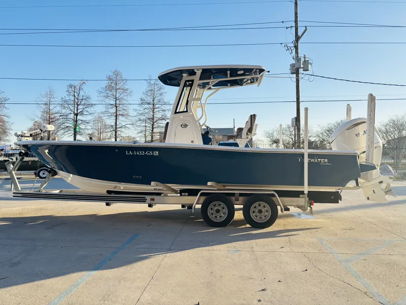 Slide: The Image of 2024 Tidewater Custom 22 Excursion CC on trailer, side view. - 5