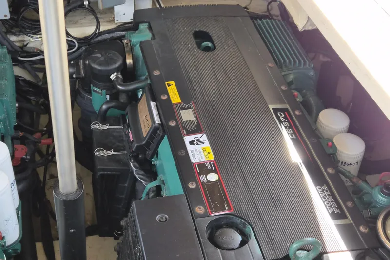 Slide: The Image of Engine compartment of a 2013 Azimut 36 yacht, featuring a Volvo Penta D6-370 engine. - 24