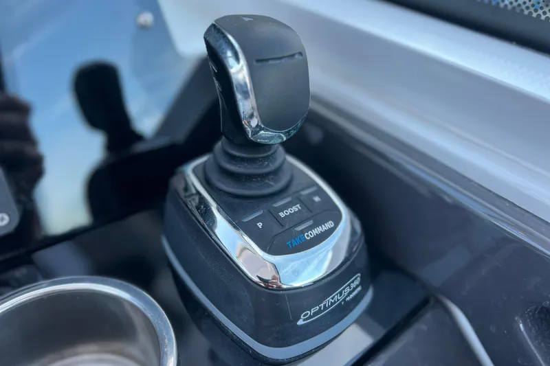 Slide: The Image of Joystick control of 2022 Blackfin 272 DC boat, featuring Optimus 360 system. - 61