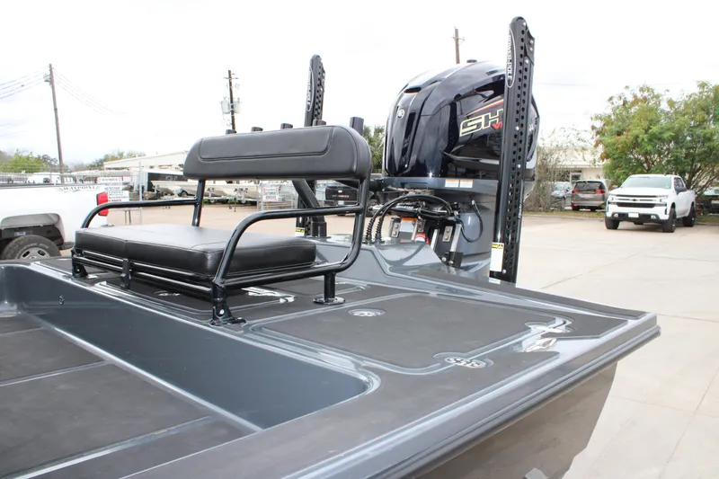 Slide: The Image of High-angle view of 2025 Mamba 24 Catamaran Elite's elevated helm against cloudy sky. - 20