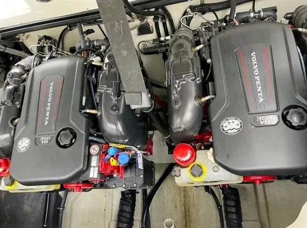 Slide: The Image of Dual Volvo Penta 350 V8 engines in a 2018 Cobalt R35. - 12