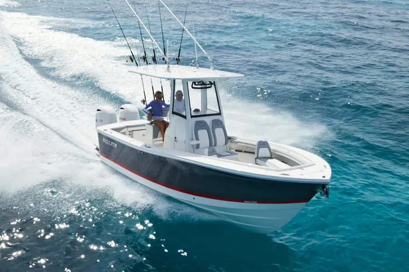 The Image of 2023 Regulator 23 boat with Yamaha outboard motor, side view. - 0
