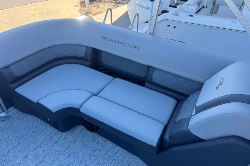 Slide: The Image of Luxurious seating on 2026 Bennington 23 SSR pontoon boat, featuring elegant design and comfort. - 15