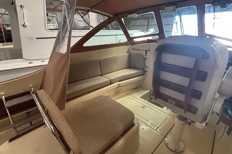 Slide: The Image of Interior of 2005 C.W. Hood Katama 30 boat with seating and helm station. - 10